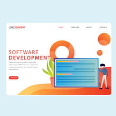 Set of Development Landing pages template for development, mobile, shop and marketing. Modern flat design concept. Web page design for website and mobile website. Flat vector illustration. Easy edit.