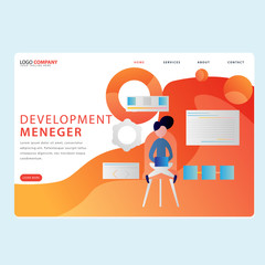 Set of Development Landing pages template for development, mobile, shop and marketing. Modern flat design concept. Web page design for website and mobile website. Flat vector illustration. Easy edit.