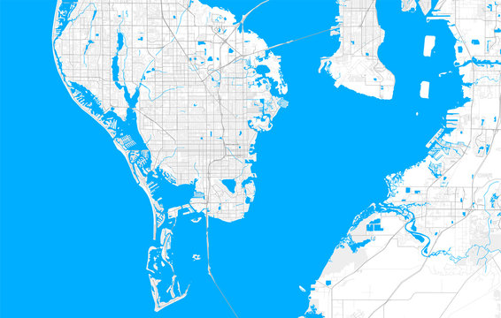 Rich Detailed Vector Map Of St. Petersburg, Florida, U.S.A.