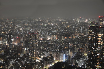 Obraz premium Tokyo Japan skylines and skyscrapers buildings, aerial view, around Shinjuku ward. Asia.