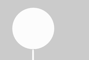 3d rendering. A empty white circle signboard isolated on gray background.