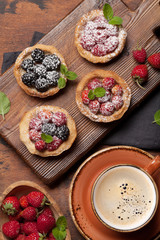 Set of cakes with berries