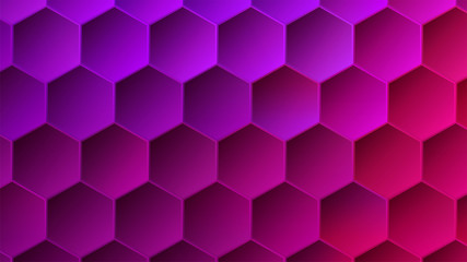 Saturated Colors Magenta and Purple Hexagon BG