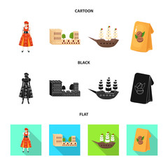 Isolated object of and historic symbol. Collection of and country stock symbol for web.