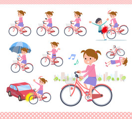 flat type Pink clothing girl_city cycle