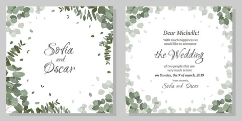 Invitation card green eucalyptus 