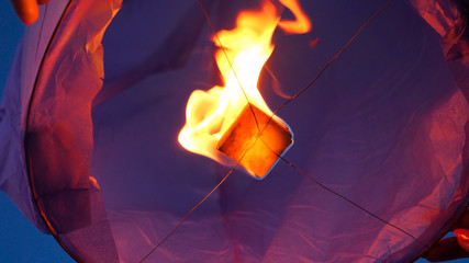 Balloon fire Sky lantern flying lanterns, hot-air balloons Lantern flies up highly in the sky. Balloon fire flying lanterns, hot-air balloons Lantern flies up © dkHDvideo