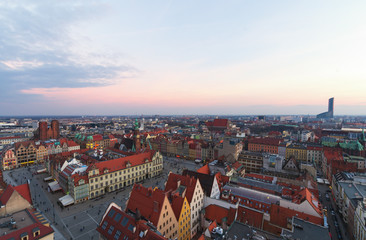 Fototapeta na wymiar Air view panorama of Wroclaw. Breslau