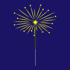 Sparkler with star color on blue background sign 1.11