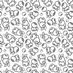 Pattern with blueberry in kawaii style. Coloring page with fruits for cafe, paper . Coloring book for adults and children
