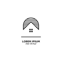 House / Home logo vector icon illustration line outline monoline