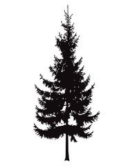 Silhouette of pine tree. Hand made.