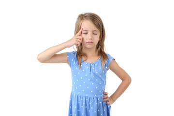 Beautiful little girl isolated on white background