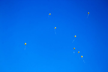 colorful golden balloons in the sky in school first day