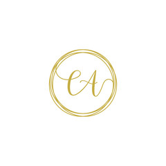 Letter CA logo template. Creative fashion logo design, couple letter , beauty icon. Initial handwriting or handwritten logo for identity. Logo with hand drawn style. wedding concept -vector