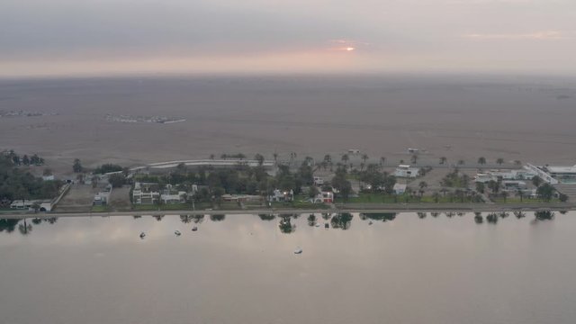 Aerial view at sunrise of Paracas Coast, Peru