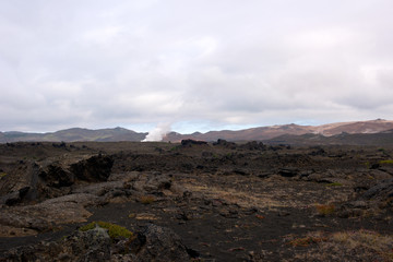 Beautiful, magic landscape background of stunning lava fields, Iceland, Europe.