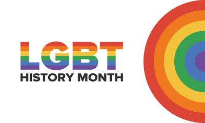 LGBT history month. Pride Month. Lesbian Gay Bisexual Transgender. Celebrated annual. LGBT flag. Rainbow love concept. Human rights and tolerance. Poster, card, banner and background. Vector