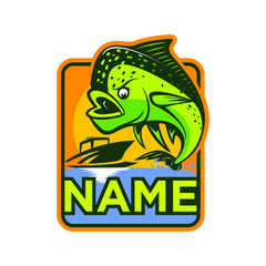 Green Fish  Emblem, Badge And Design Logo design template inspiration