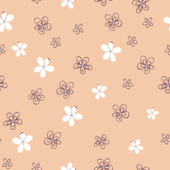 Cute Flowers Vector Seamless Pattern
