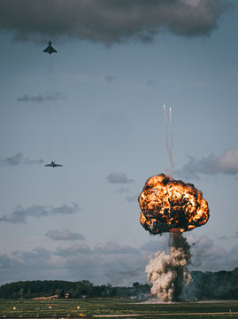 Eurofighter Typhoon Jet with bomb explosion