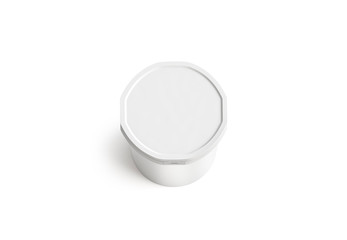 Blank white ice cream bucket round lid mockup, top view