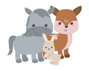 Donkey rabbit and deer cartoon vector design