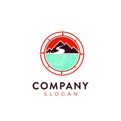 Badge Mountain , ground contour, and compass logo design template