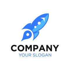 Modern Rocket Logo With Pin Location Design Template