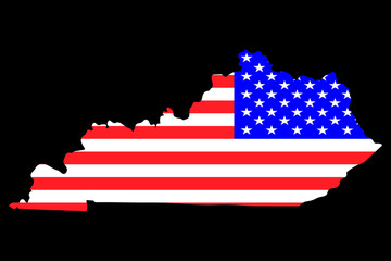 Map of the U.S. state of Kentucky with American Flag.Vector illustration