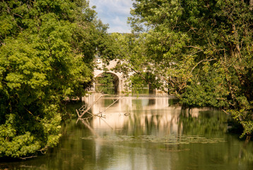 Fototapeta na wymiar Small Bridge on the La Meuse River near Verdun, France