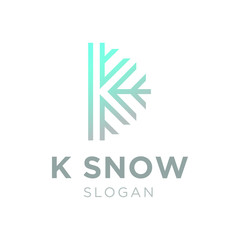 initial k snow flake / ice flake logo design inspiration