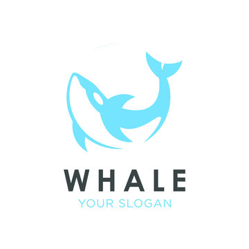 Simple Whale Fish Logo Design Template