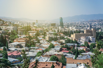 view of the capital of Georgia Tbilisi from a height