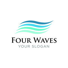 Blue Waves Logo Design Template Inspiration