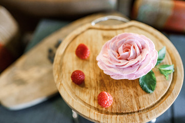 Cake, muffin, celebrate muffin with cream and decoration