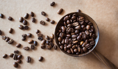 Coffee beans close up.