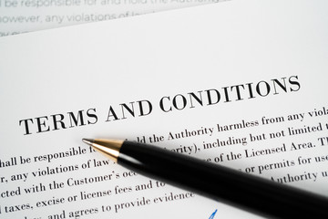 Terms and conditions with pen