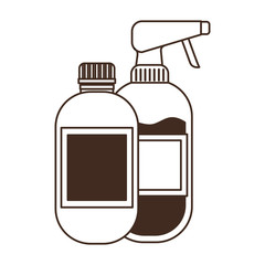 silhouette of pet grooming containers on white background