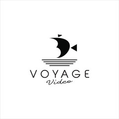 simple line sailing video production logo design idea
