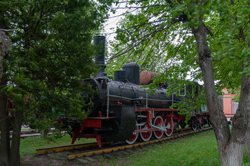 Fototapeta premium Steam engine monument Ov-5804, station Leo Tolstoy of Southeast Railway, Leo Tolstoy settlement, Lipetsk Region, Russian Federation