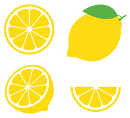 Lemon in flat style set. Vector illustration