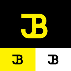 J, B logo. J and B monogram consist of yellow letters. Original symbol on different backgrounds. Web, ui icon.
