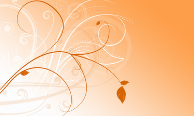 Elegant orange background with swirls and space for your text