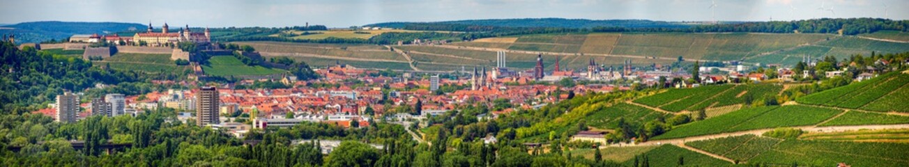 Fototapeta premium Blick über Würzburg mit Weinbergen
