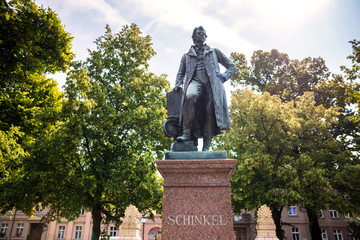 schinkel statue in neuruppin city brandenburg germany
