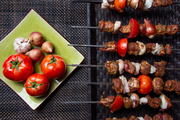 Arabic Barbecue food with fresh tomato sauce and garlic 