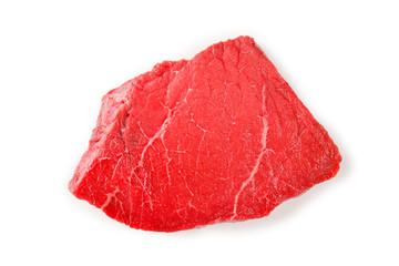 Beef steak isolated on white background.