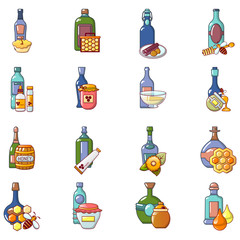 Fototapeta premium Mead icons set. Cartoon set of 16 mead vector icons for web isolated on white background