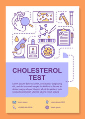Fototapeta premium Cholesterol test brochure template layout. Flyer, booklet, leaflet print design with linear illustrations. Fat blocked arteries. Vector page layouts for annual reports, advertising posters